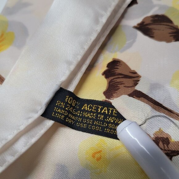 Square Scarf Japan Acetate Floral Yellow Roses Womens Soft Vintage  USA 24 Inch - Picture 3 of 6